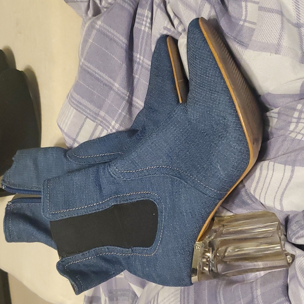 Women's boots size 6 blue jeans material